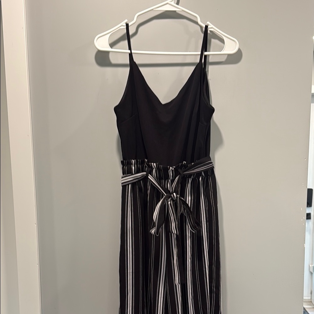 Justify Black and White Jumpsuit with Sleek V-Neck Design